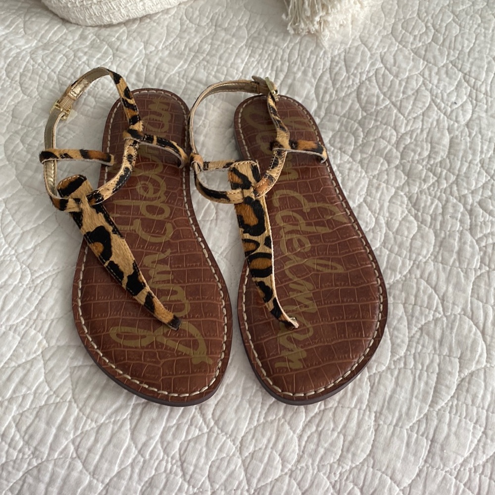 Sam Edelman flat sandal leopard cowhair size 8 excellent condition!